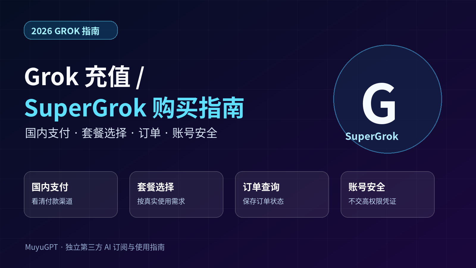 2026 Grok充值 / SuperGrok购买指南：国内支付、套餐选择、订单与账号安全