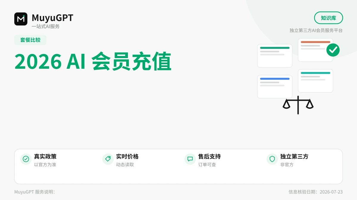 2026 AI 会员充值指南：ChatGPT、Claude、Gemini、Grok 套餐价格与充值方式